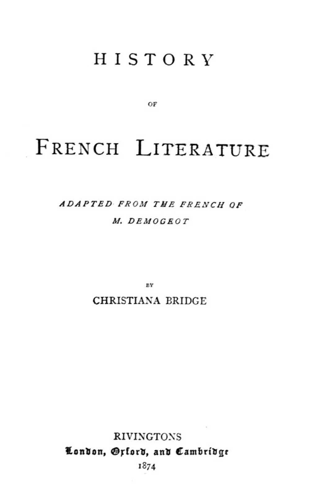 Cover für History of French literature