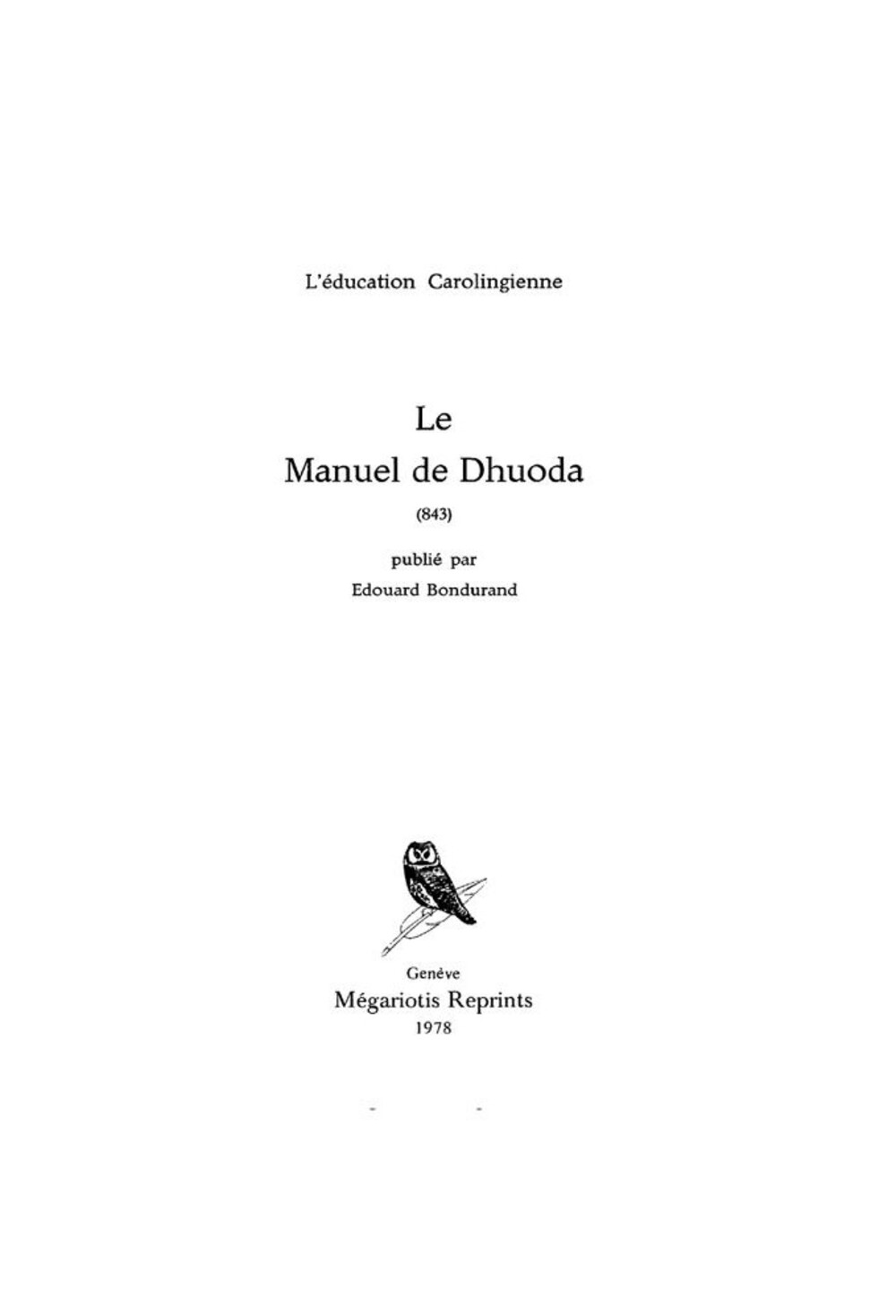 Cover für L’éducation Carolingienne