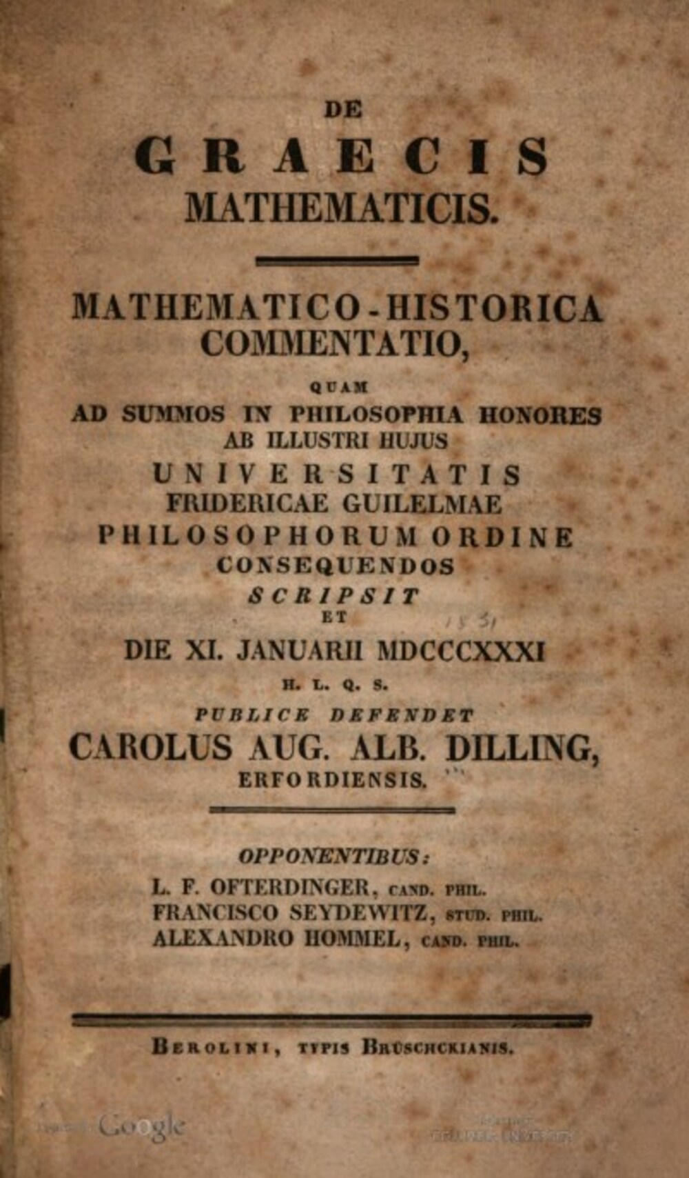 Cover für De Graecis mathematicis