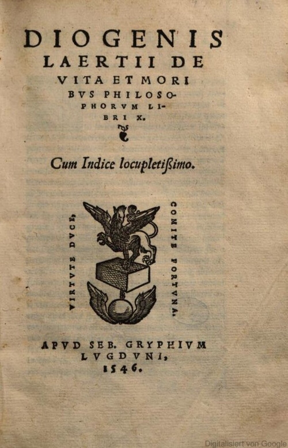 Cover für De vita et moribus philosophorum libri X