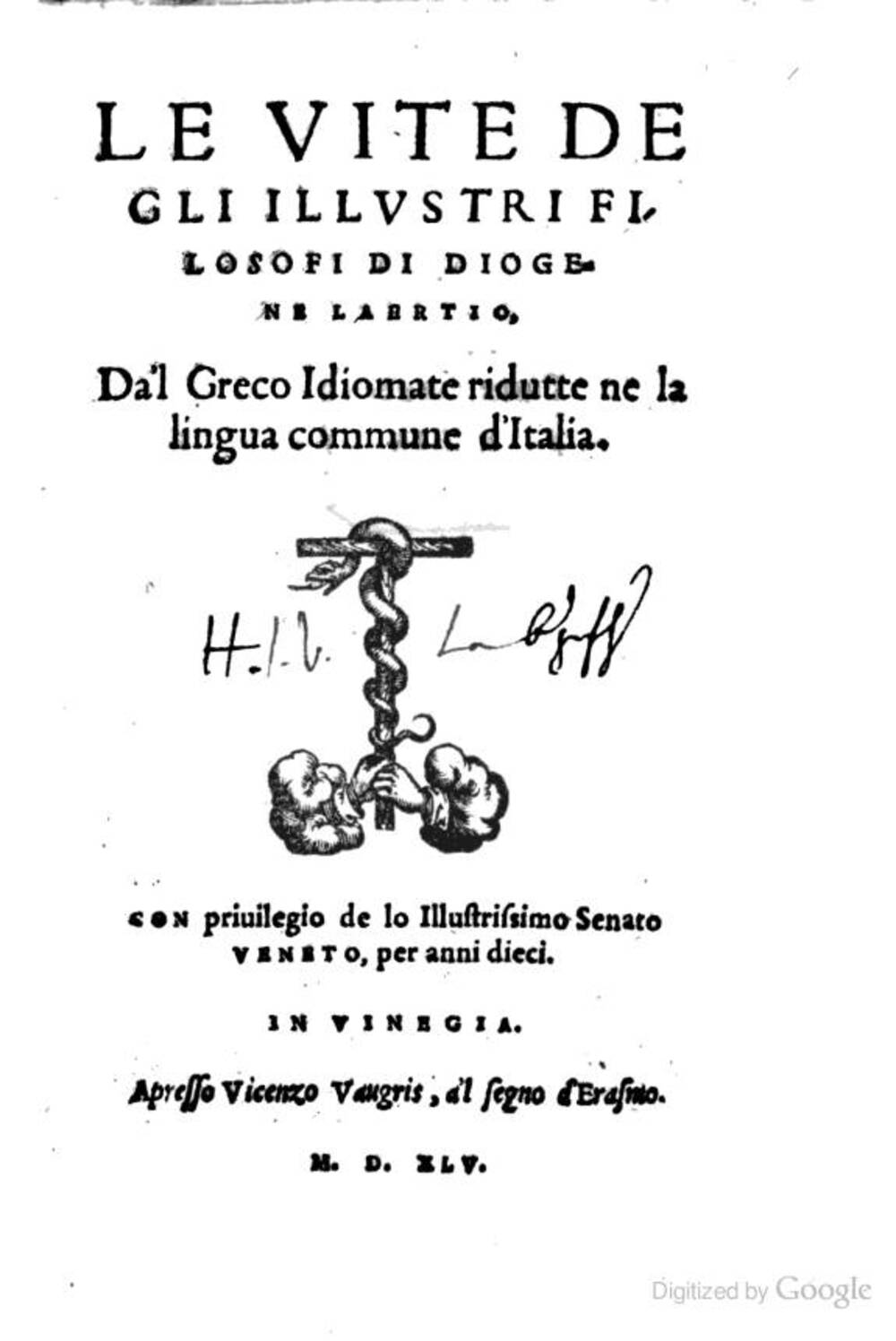 Cover für Le vite de gli illustri filosofi