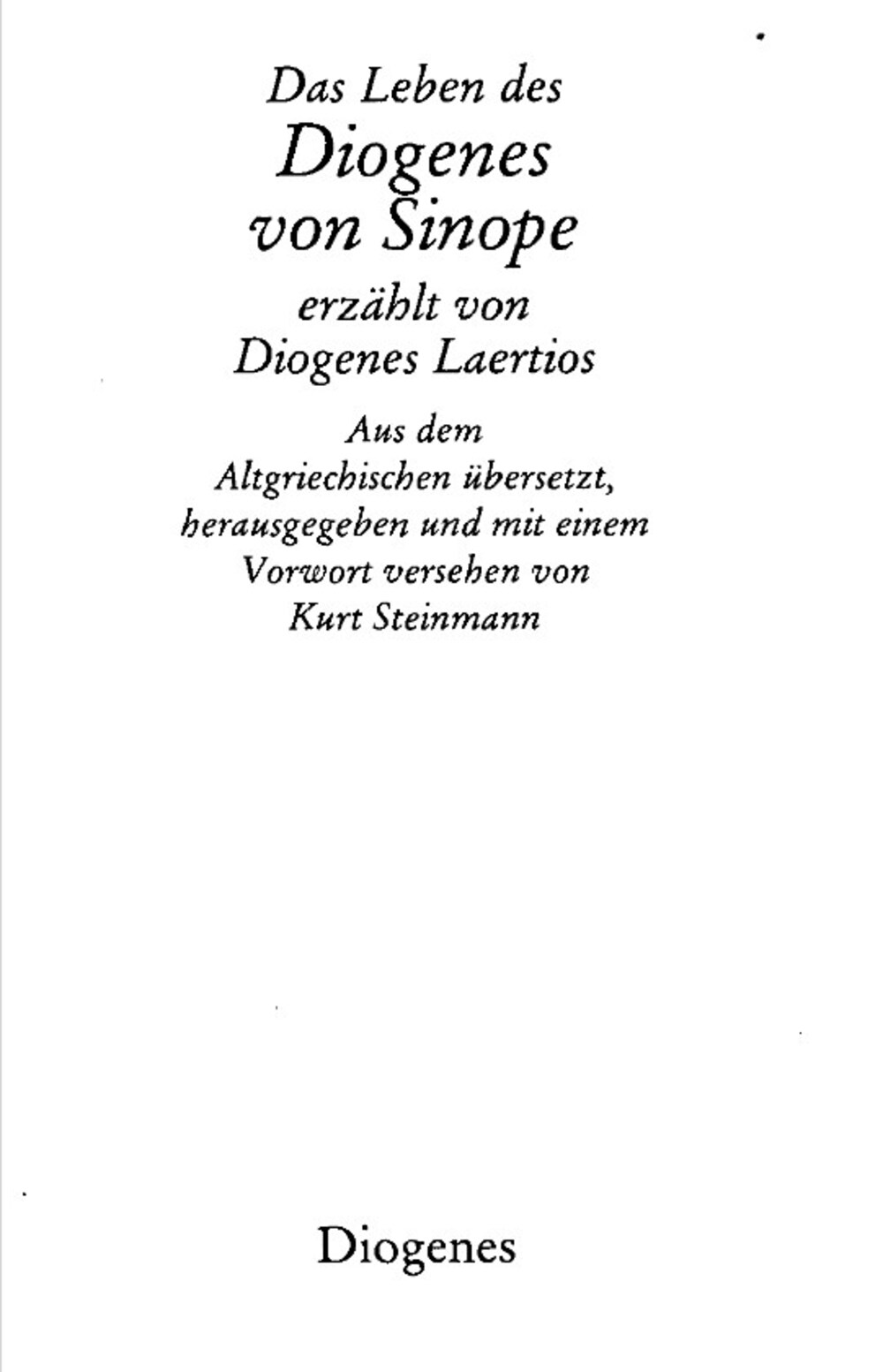 Cover für Das Leben des Diogenes von Sinope