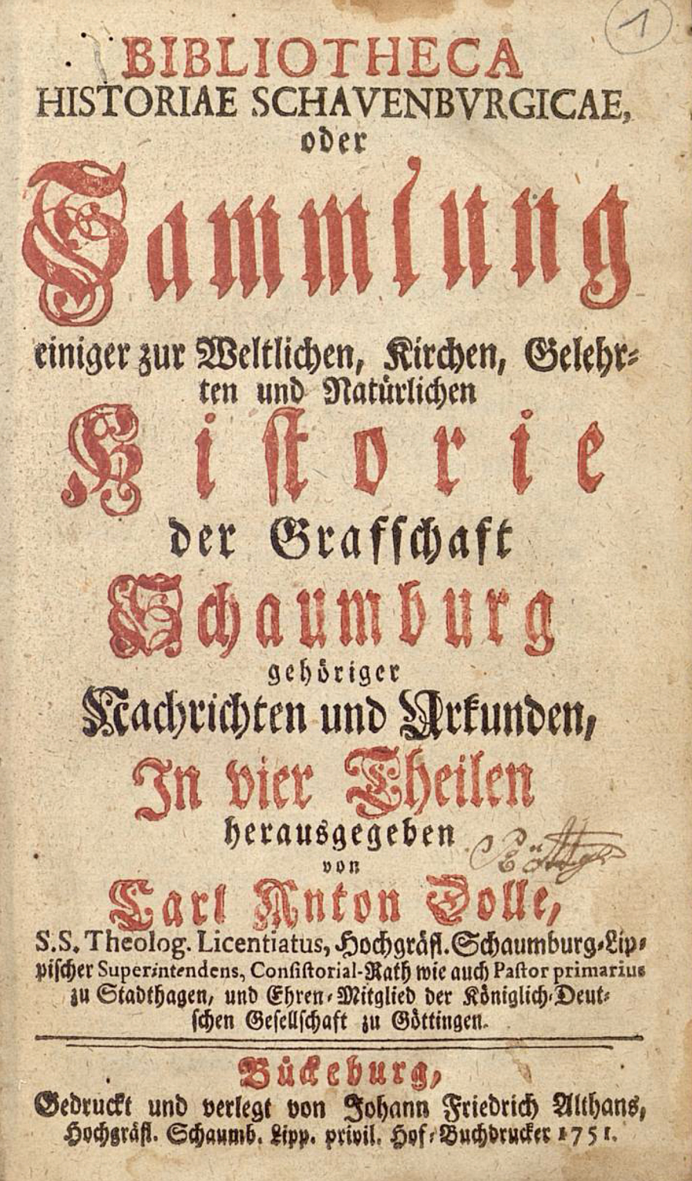 Cover für Bibliotheca historiae Schauenburgicae