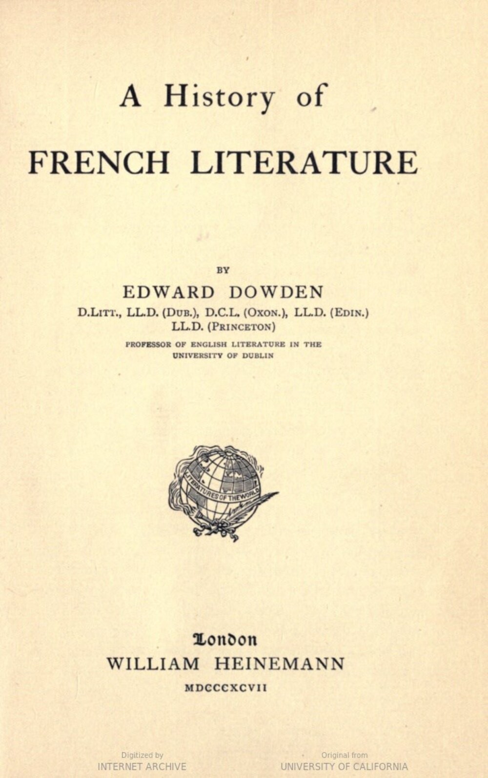 Cover für A history of French literature