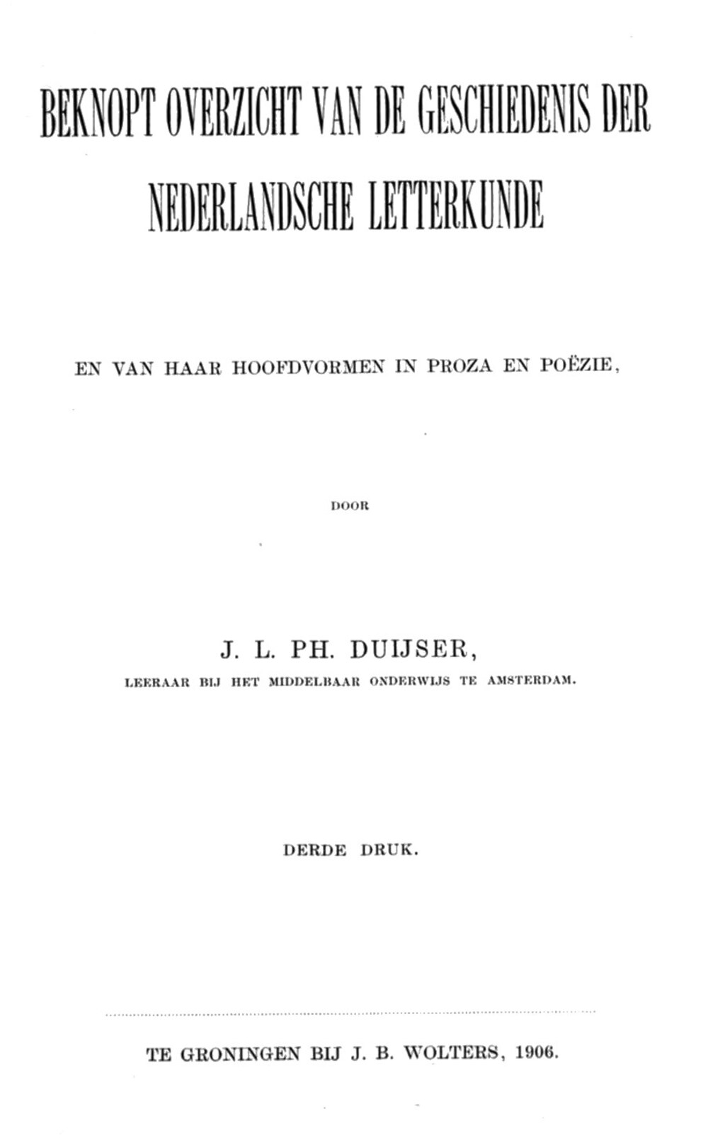Cover für Beknopt overzicht van de geschiedenis der Nederlandsche letterkunde