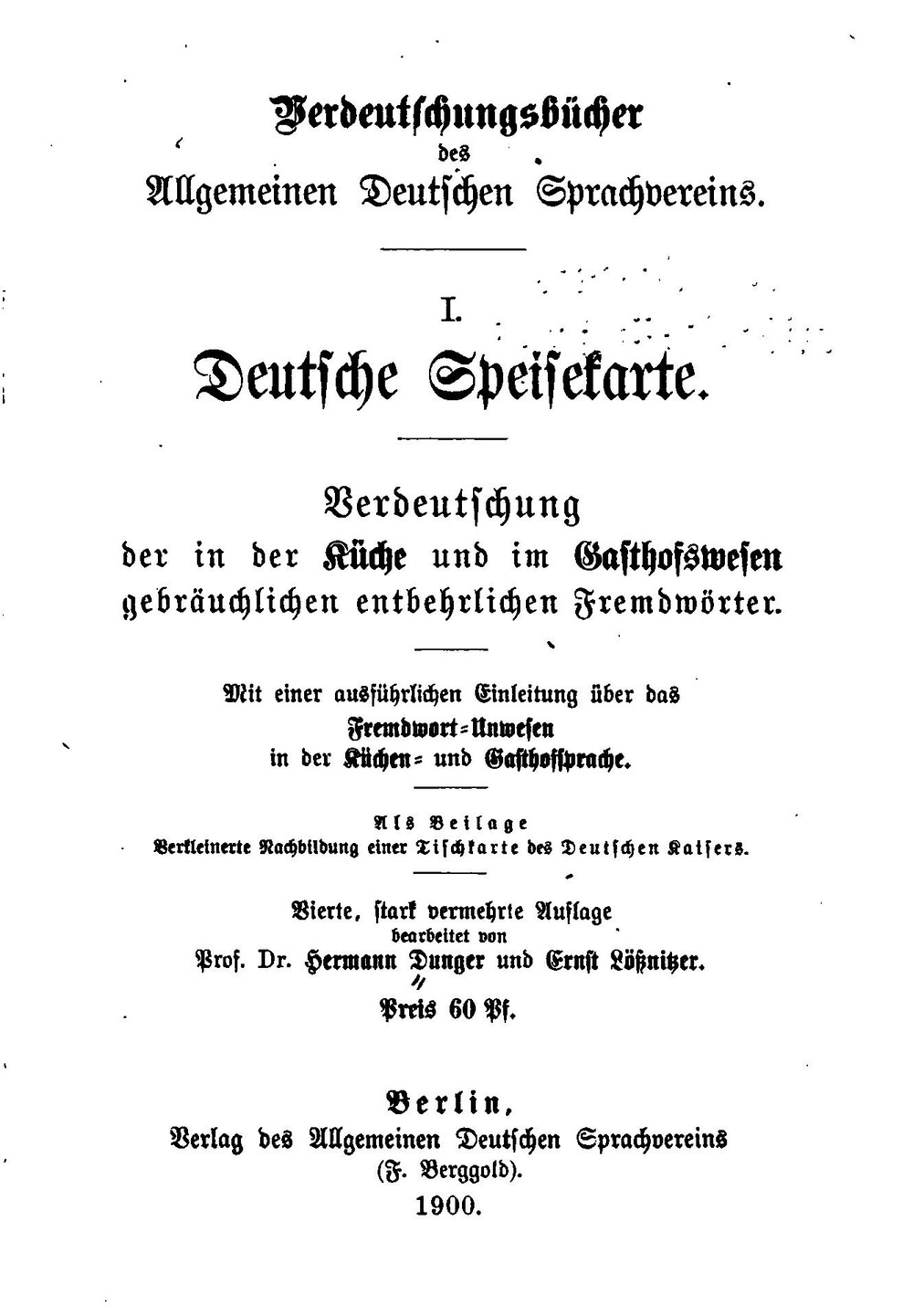 Cover für Deutsche Speisekarte
