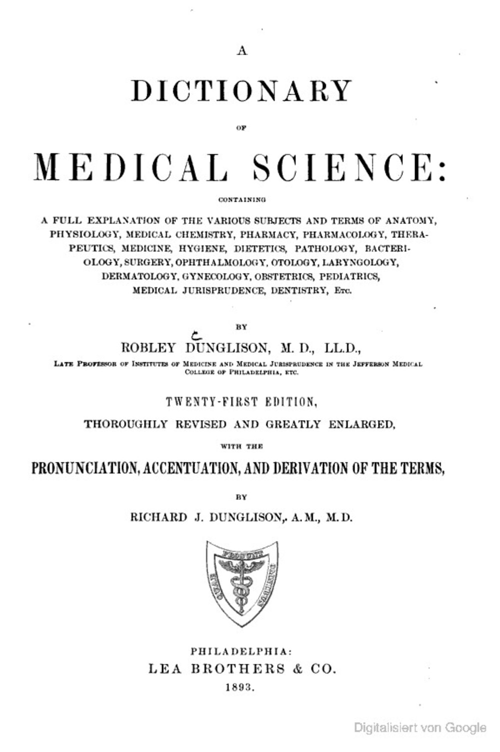 Cover für A dictionary of medical science