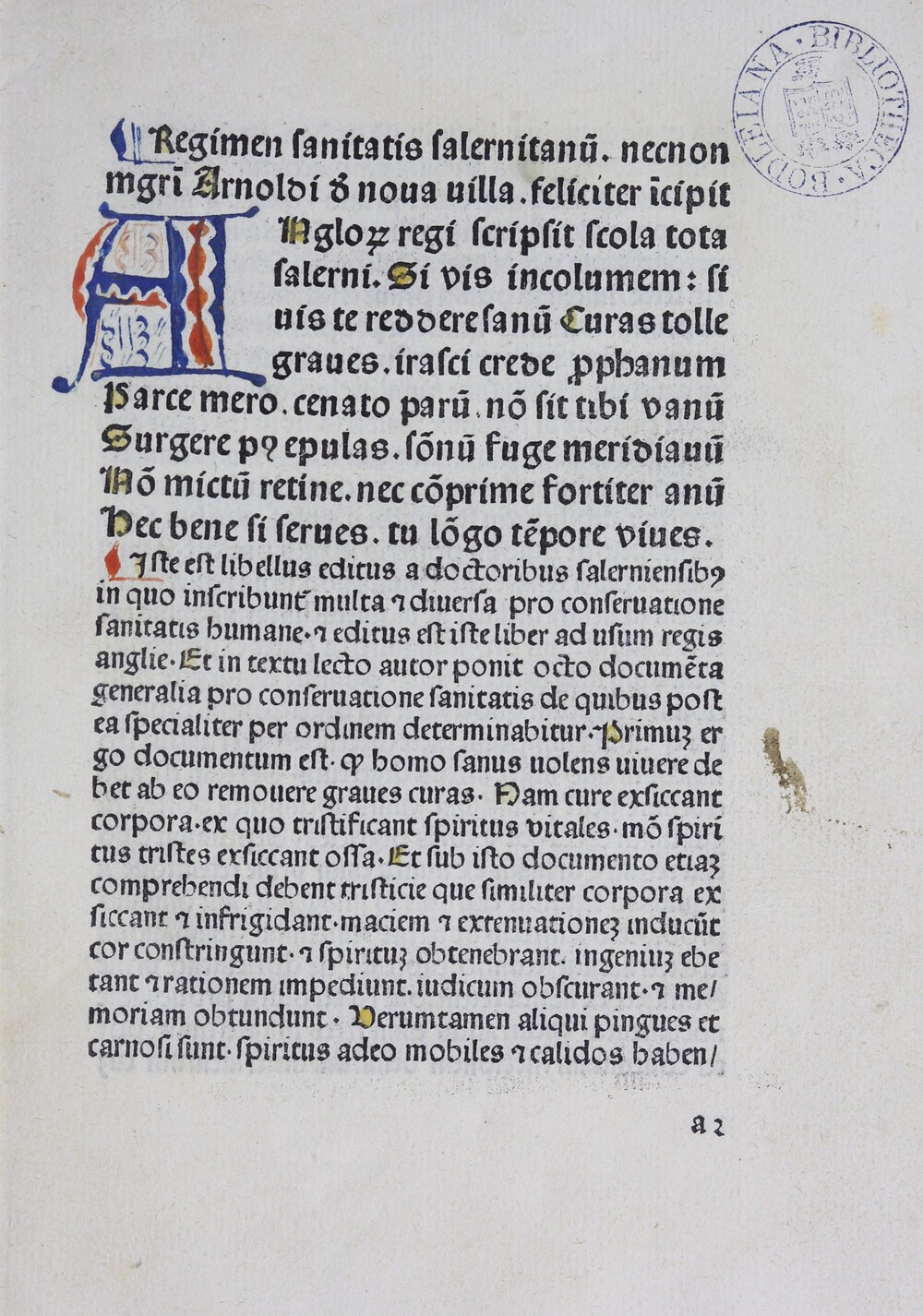 Cover für Regimen sanitatis Salernitanum, necnon magistri Arnoldi de Nova Villa, feliciter incipit
