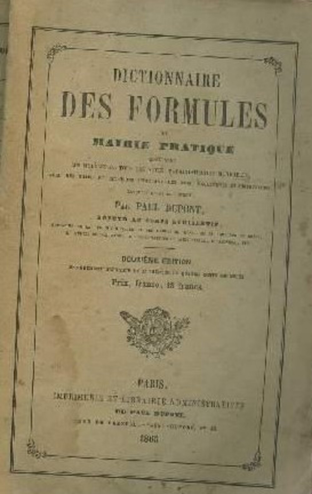 Cover für Dictionnaire des formules
