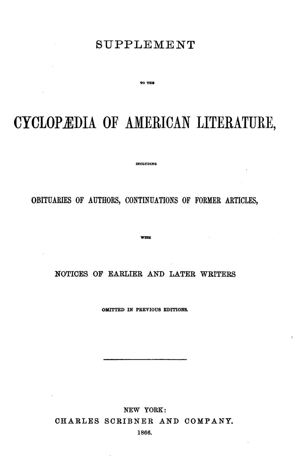 Cover für Supplement to the Cyclopædia of American literature