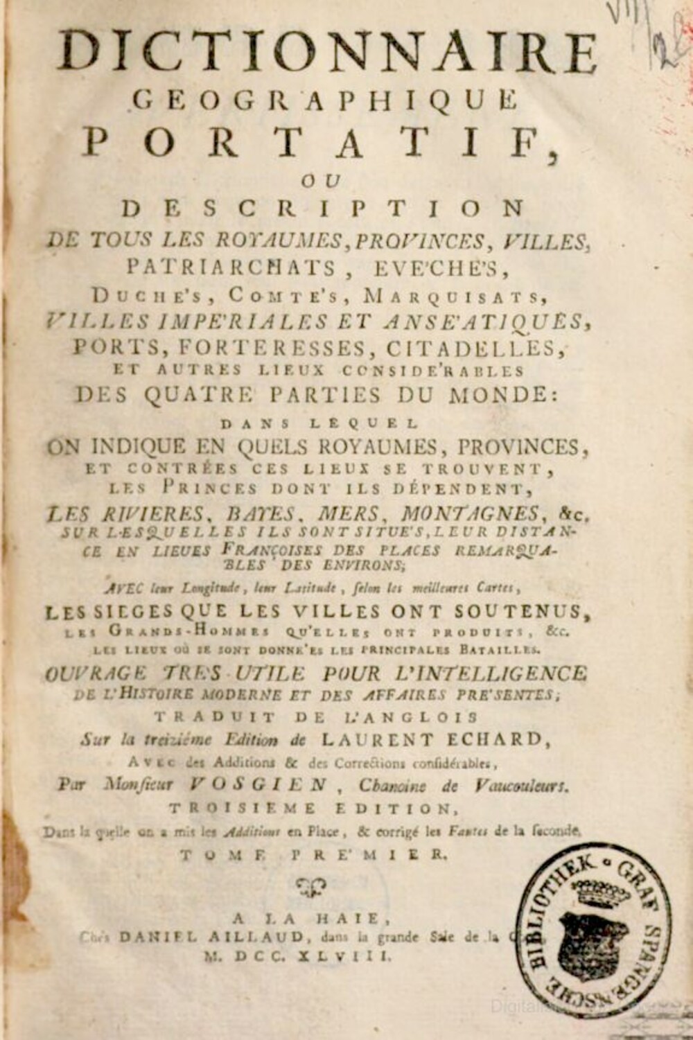 Cover für Dictionnaire geographique portatif