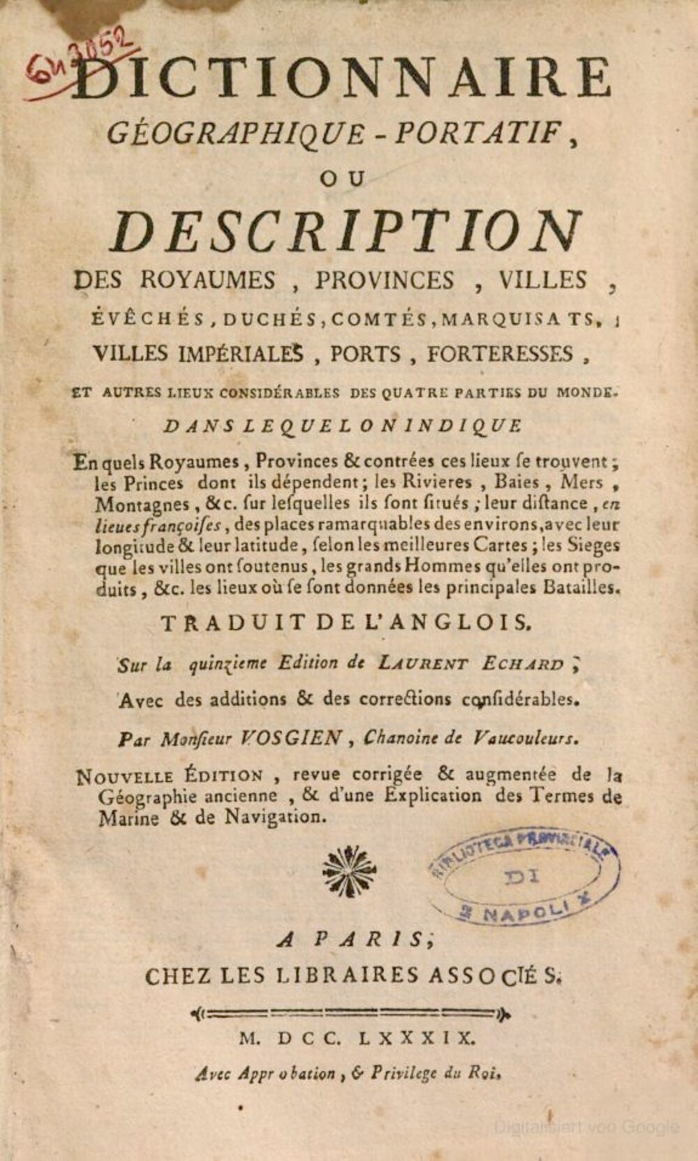 Cover für Dictionnaire géographique-portatif