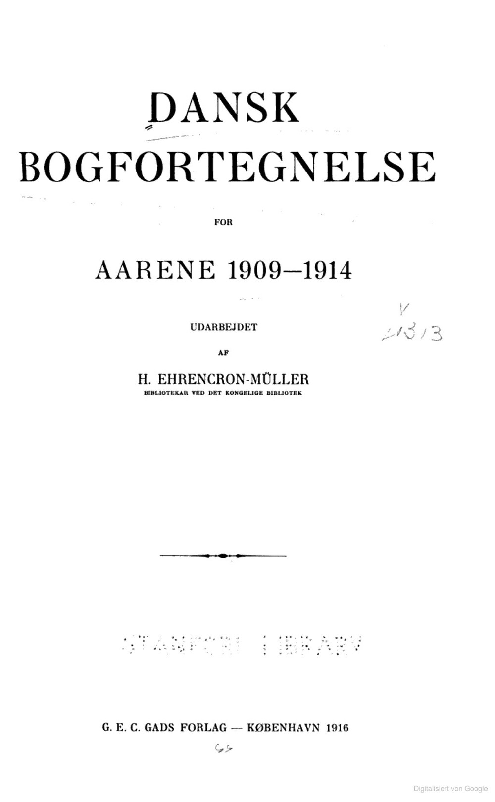 Cover für Dansk bogfortegnelse