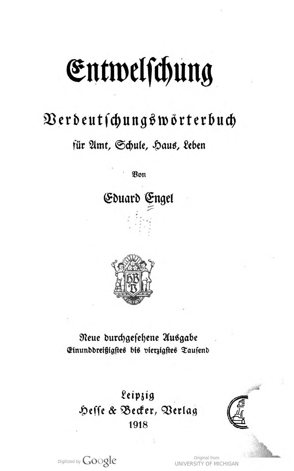 Cover für Entwelschung