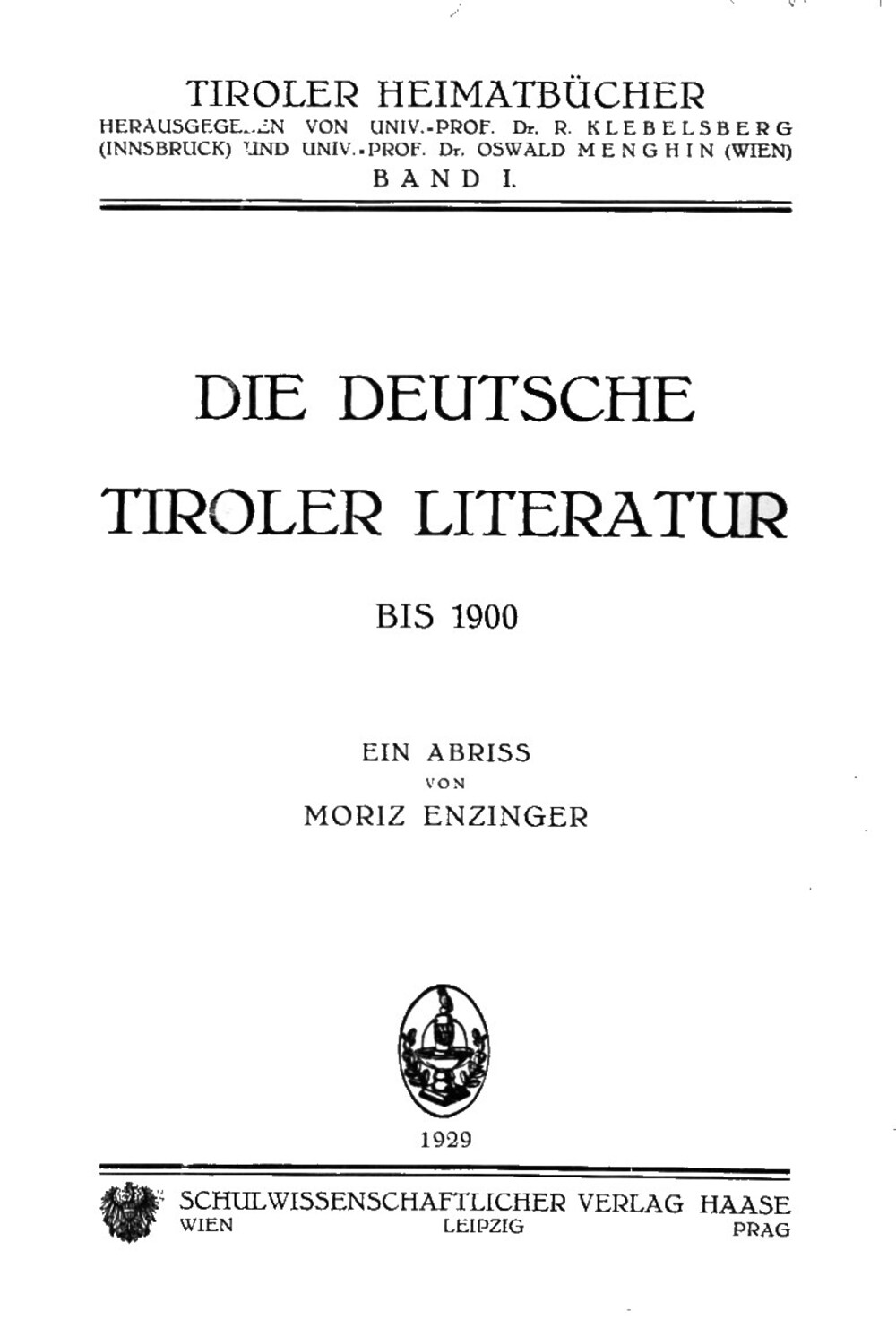 Cover für Die deutsche tiroler Literatur bis 1900