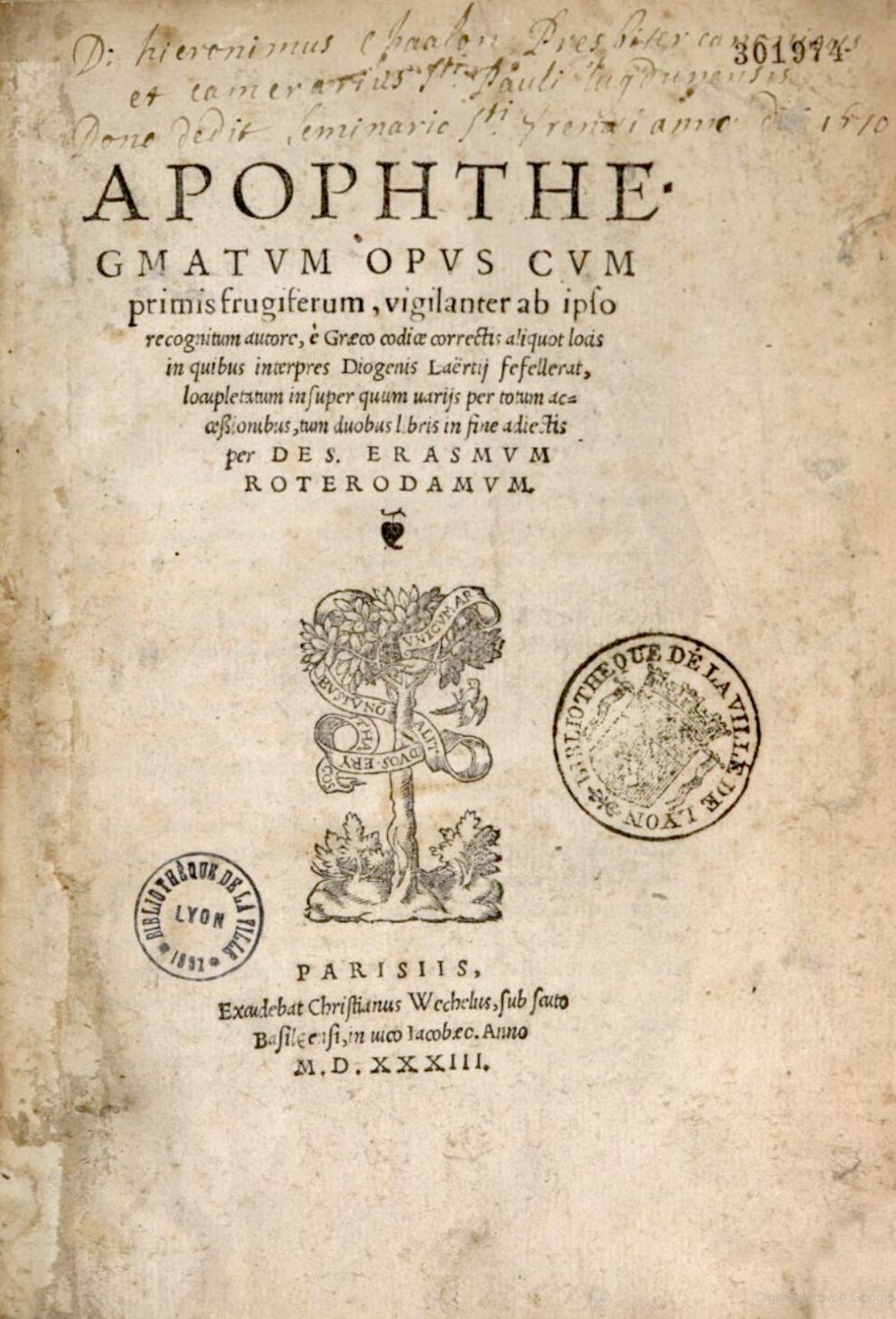 Cover für Apophthegmatum opus