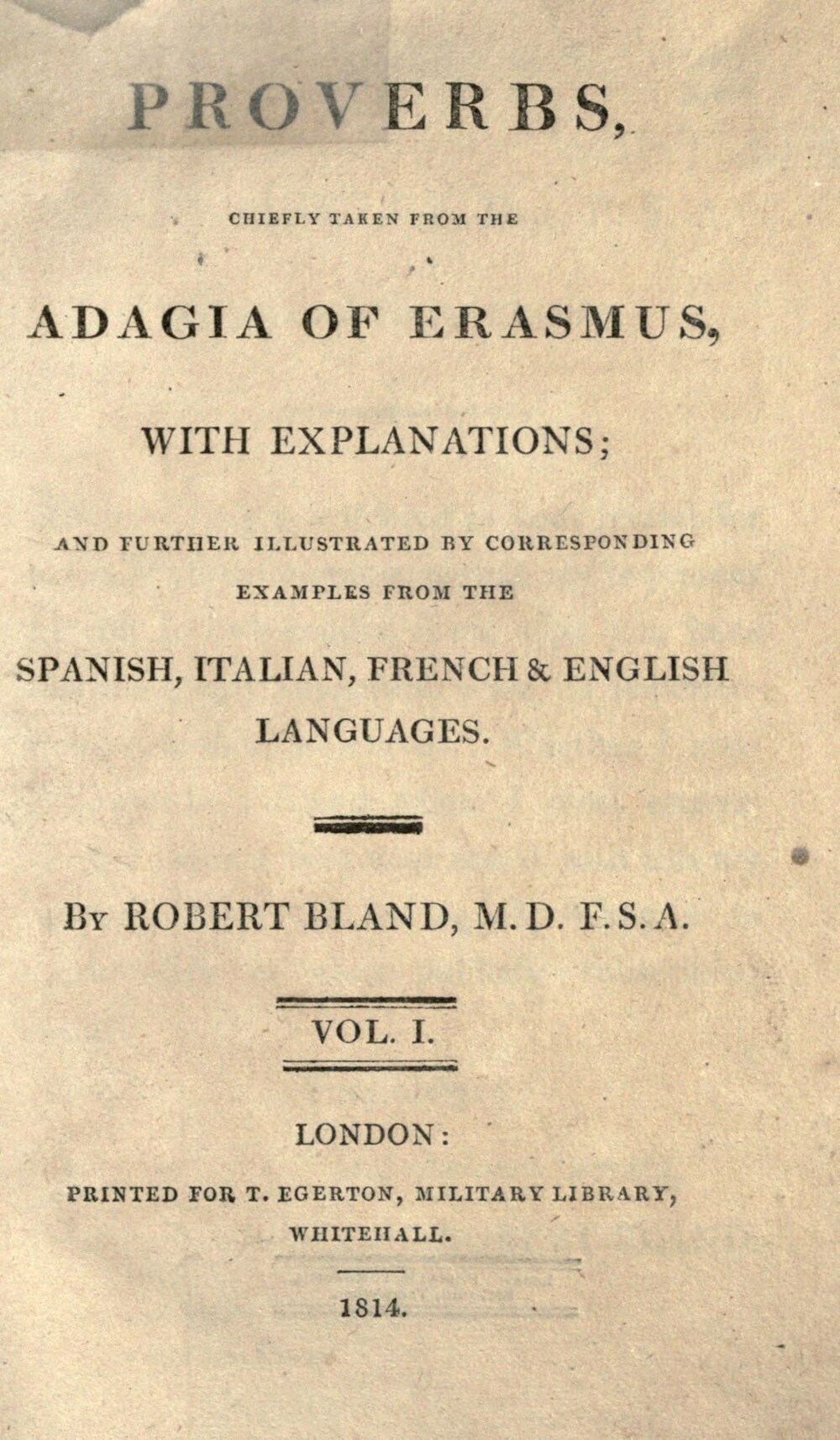 Cover für Proverbs, chiefly taken from the adagia of Erasmus