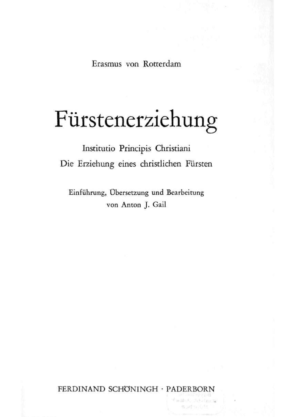 Cover für Fürstenerziehung