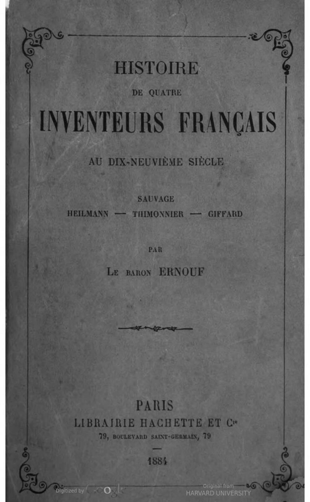Cover für Histoire de quatre inventeurs français au dix-neuvième siècle