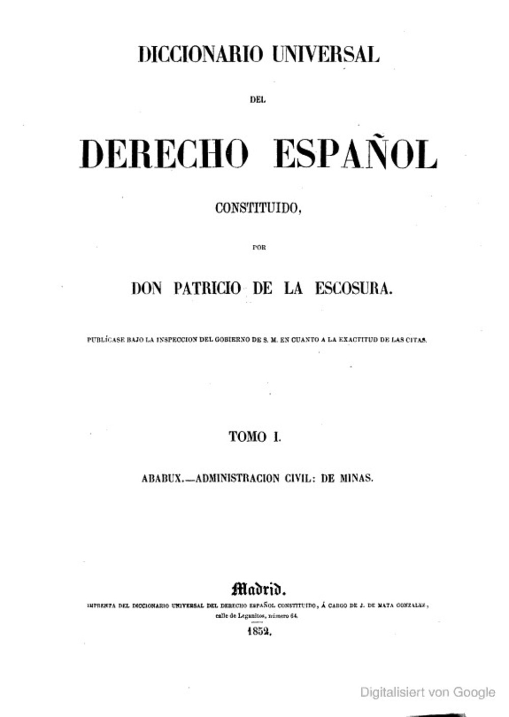 Cover für Diccionario universal del derecho español constituido