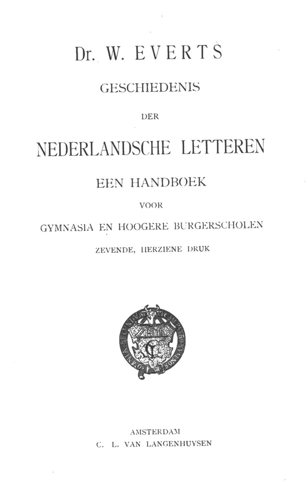 Cover für Dr. W. Everets' Geschiedenis der Nederlandsche letteren