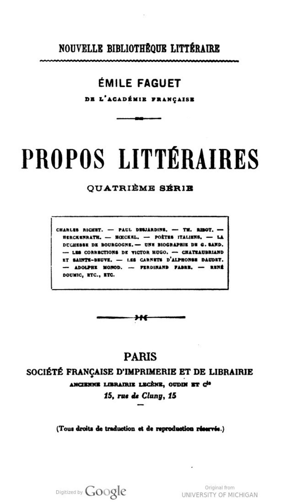 Cover für Propos littéraires