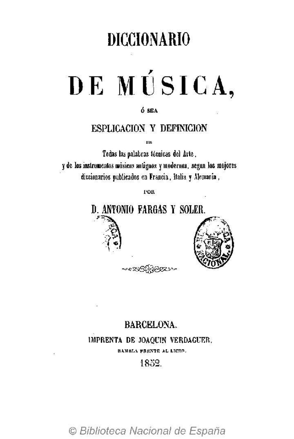 Cover für Diccionario de música