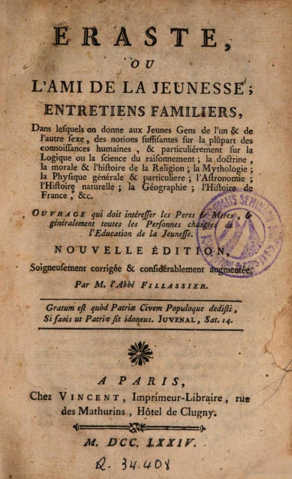 Cover für Eraste, ou, l'ami de la jeunesse