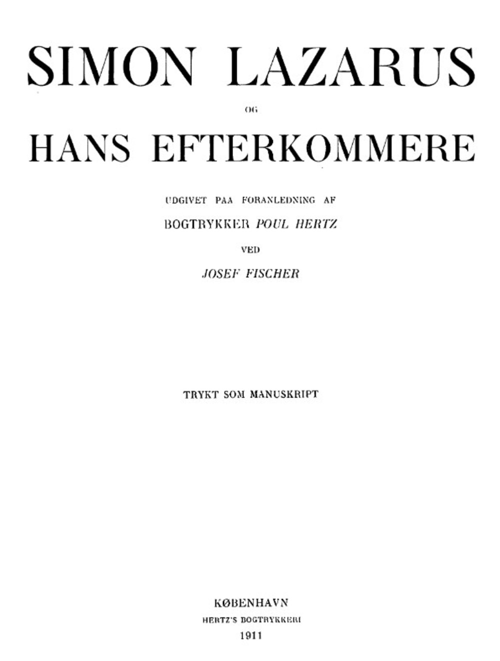 Cover für Simon Lazarus og hans efterkommere
