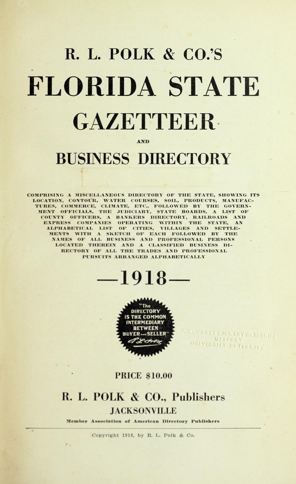 Cover für Florida Gazetteer and business directory