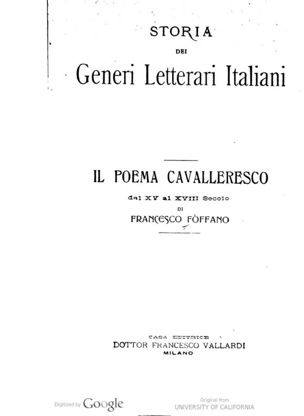 Cover für Il poema cavalleresco