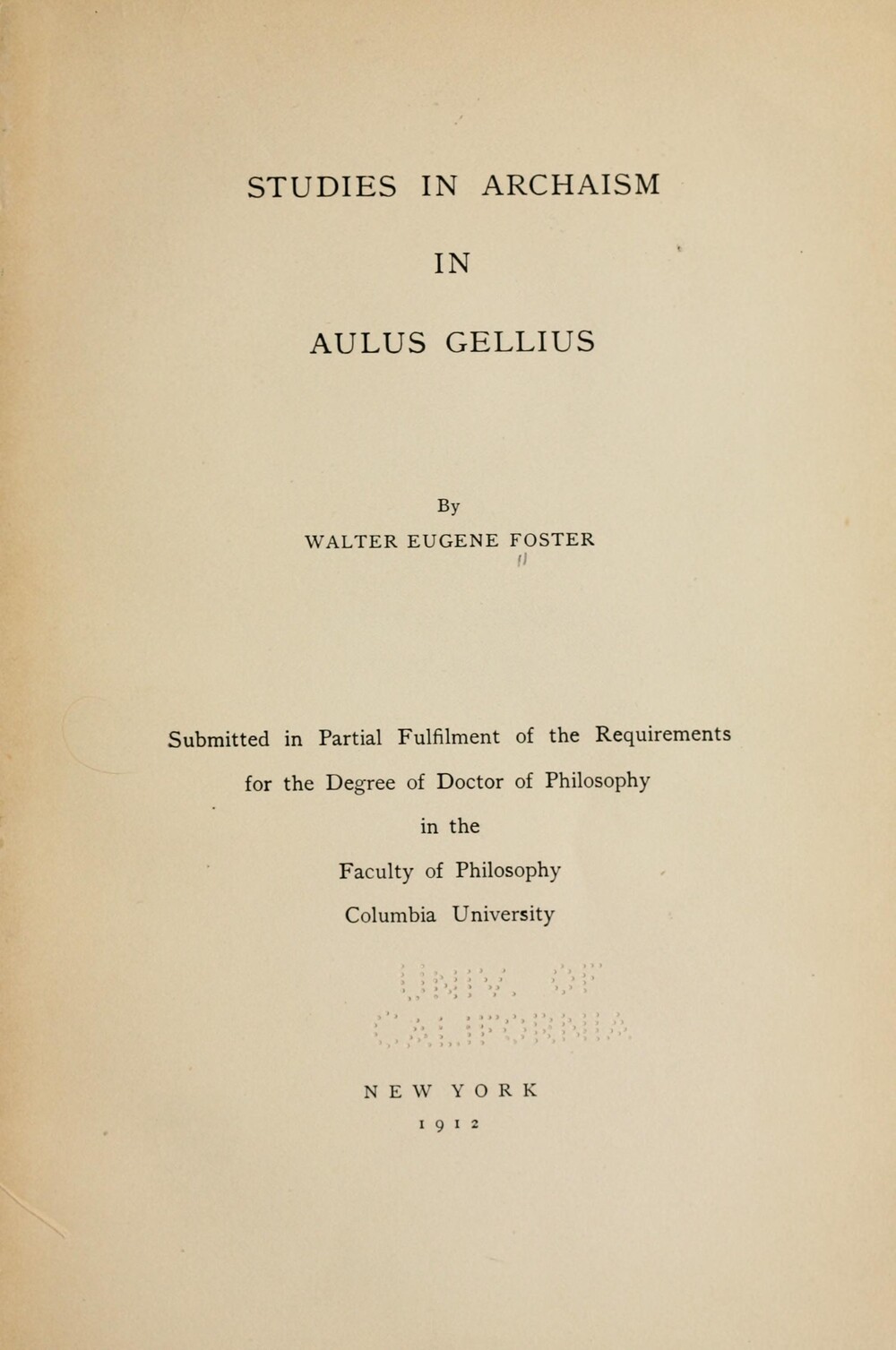 Cover für Studies in archaism in Aulus Gellius