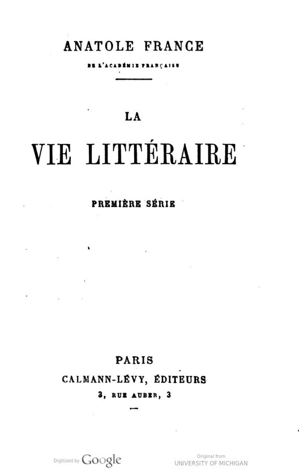 Cover für La vie littéraire