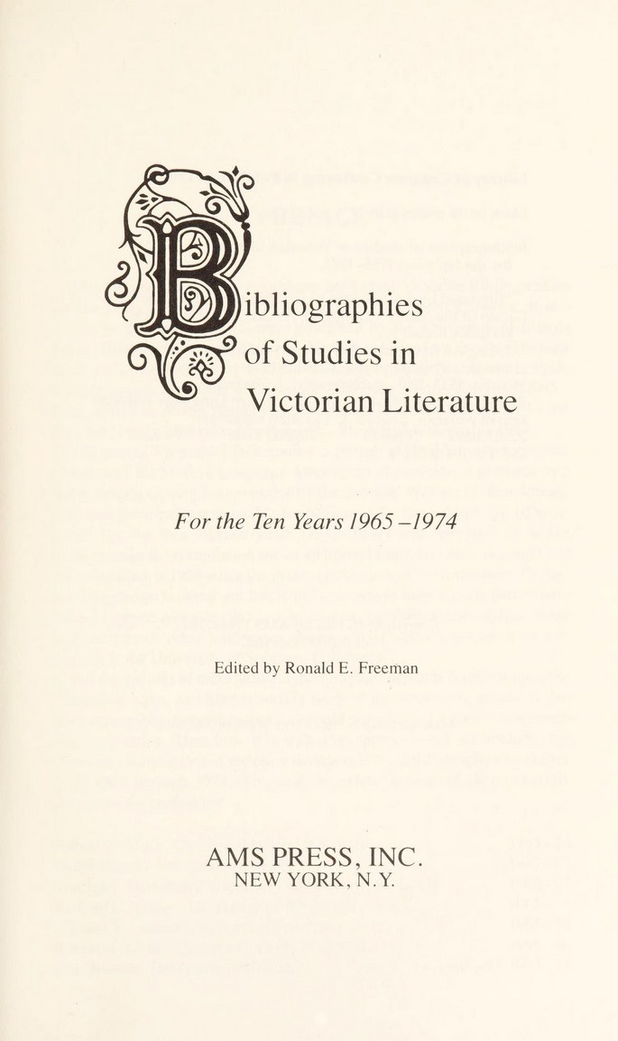 Cover für Bibliographies of studies in Victorian literature