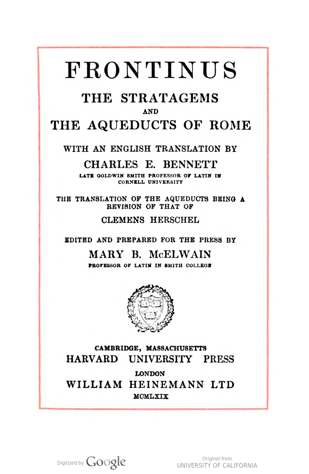 Cover für The stratagems of Sextus Julius Frontinus