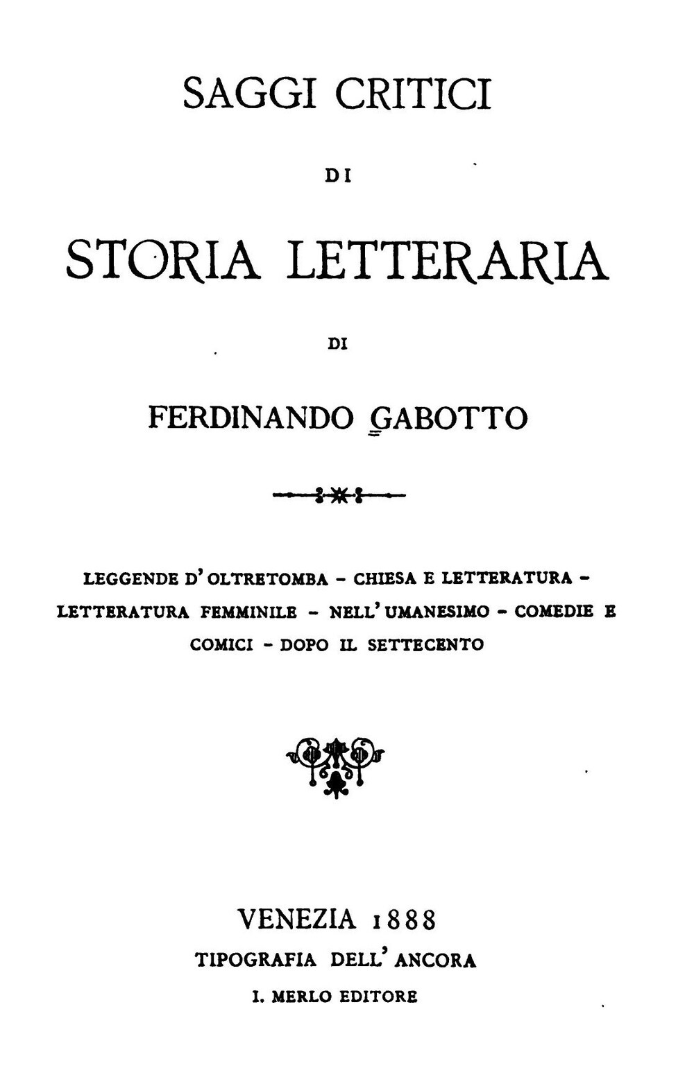 Cover für Saggi critici di storia letteraria