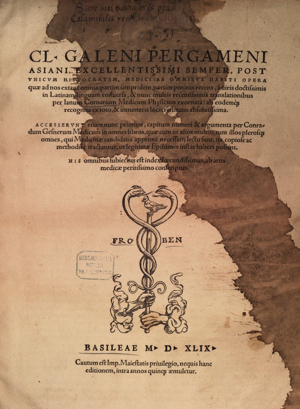 Cover für Post unicum Hippocratem, medici, ab omnibus habiti opera