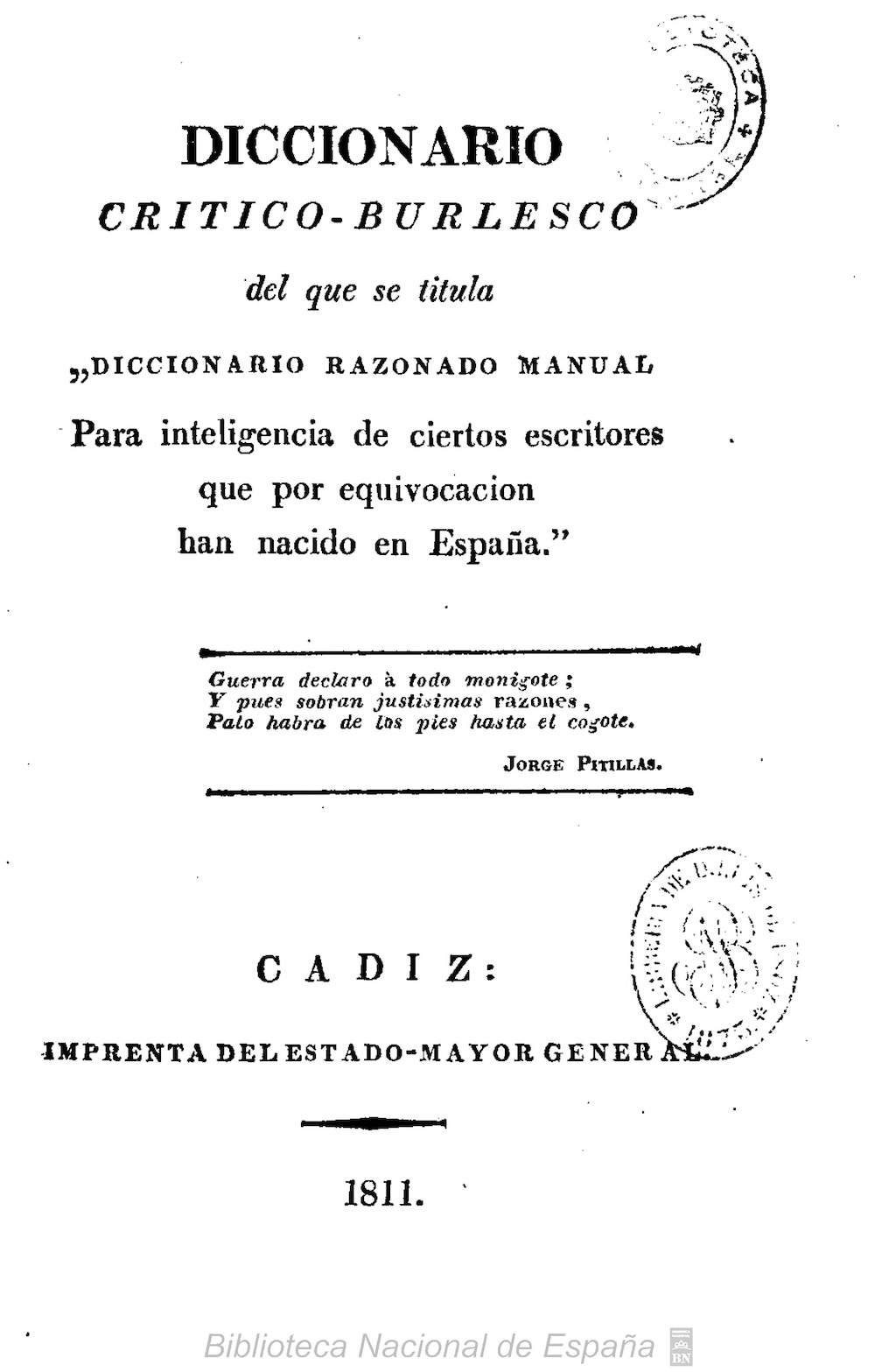 Cover für Diccionario crítico-burlesco