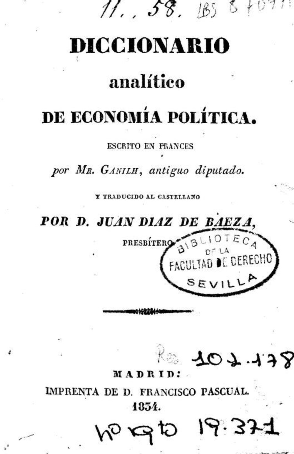 Cover für Diccionario analítico de economía política