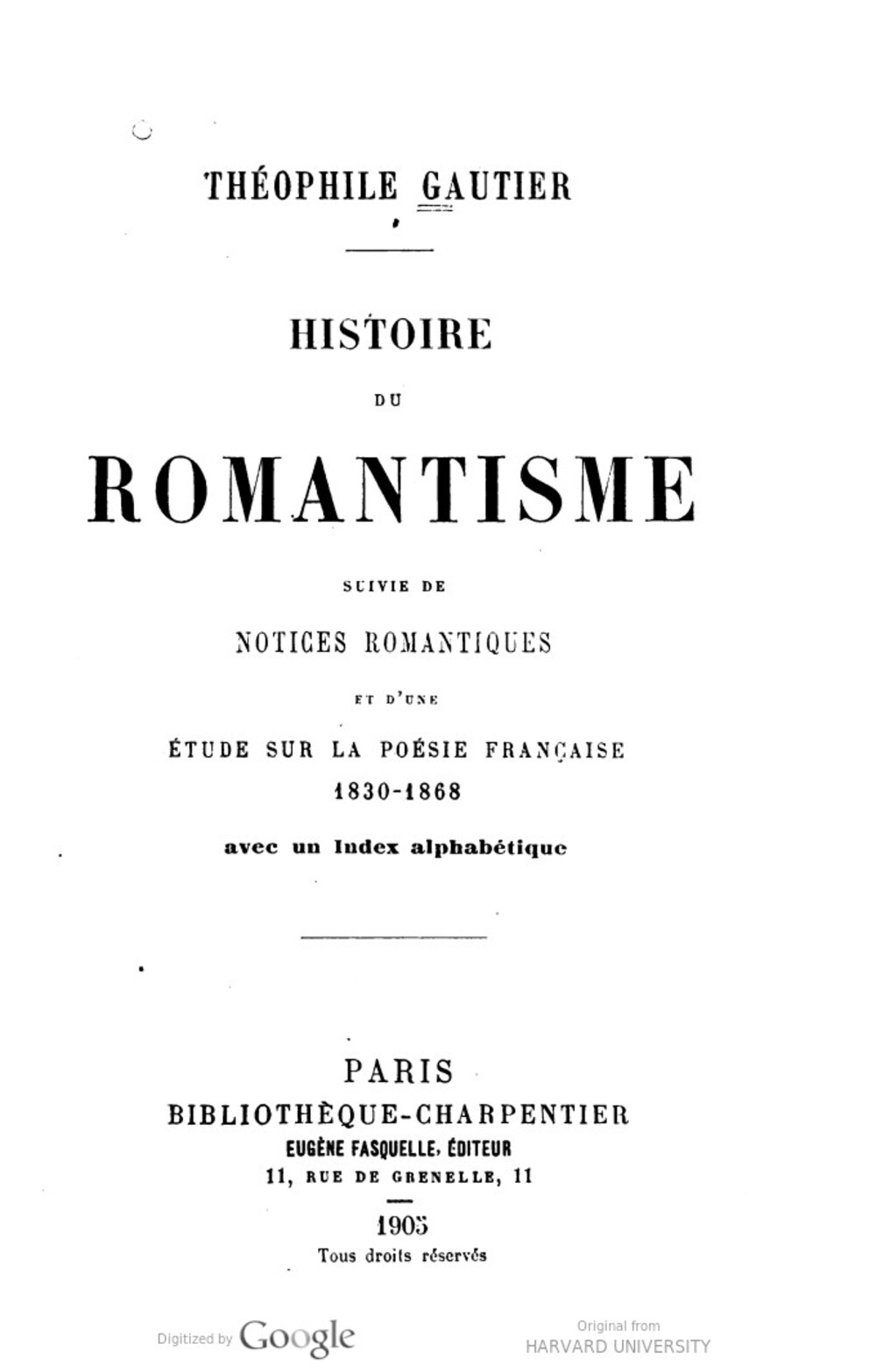 Cover für Histoire du romantisme
