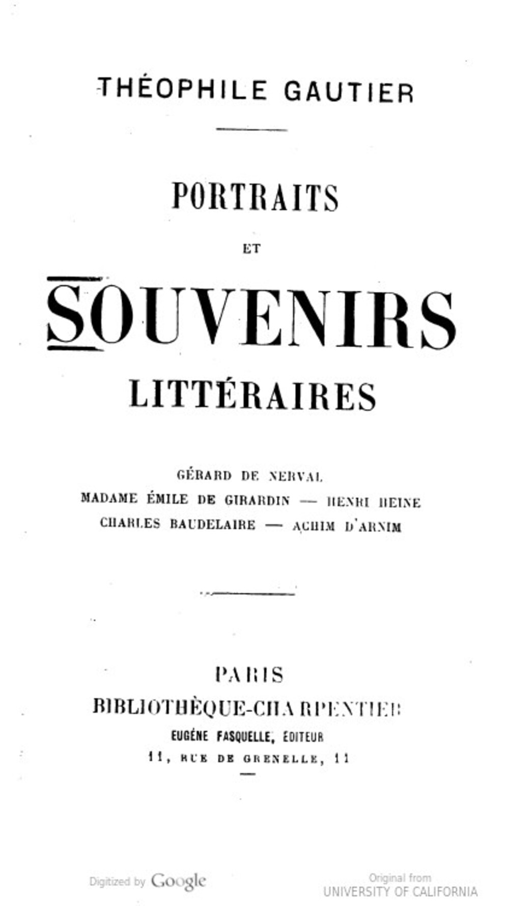 Cover für Portraits et souvenirs littéraires