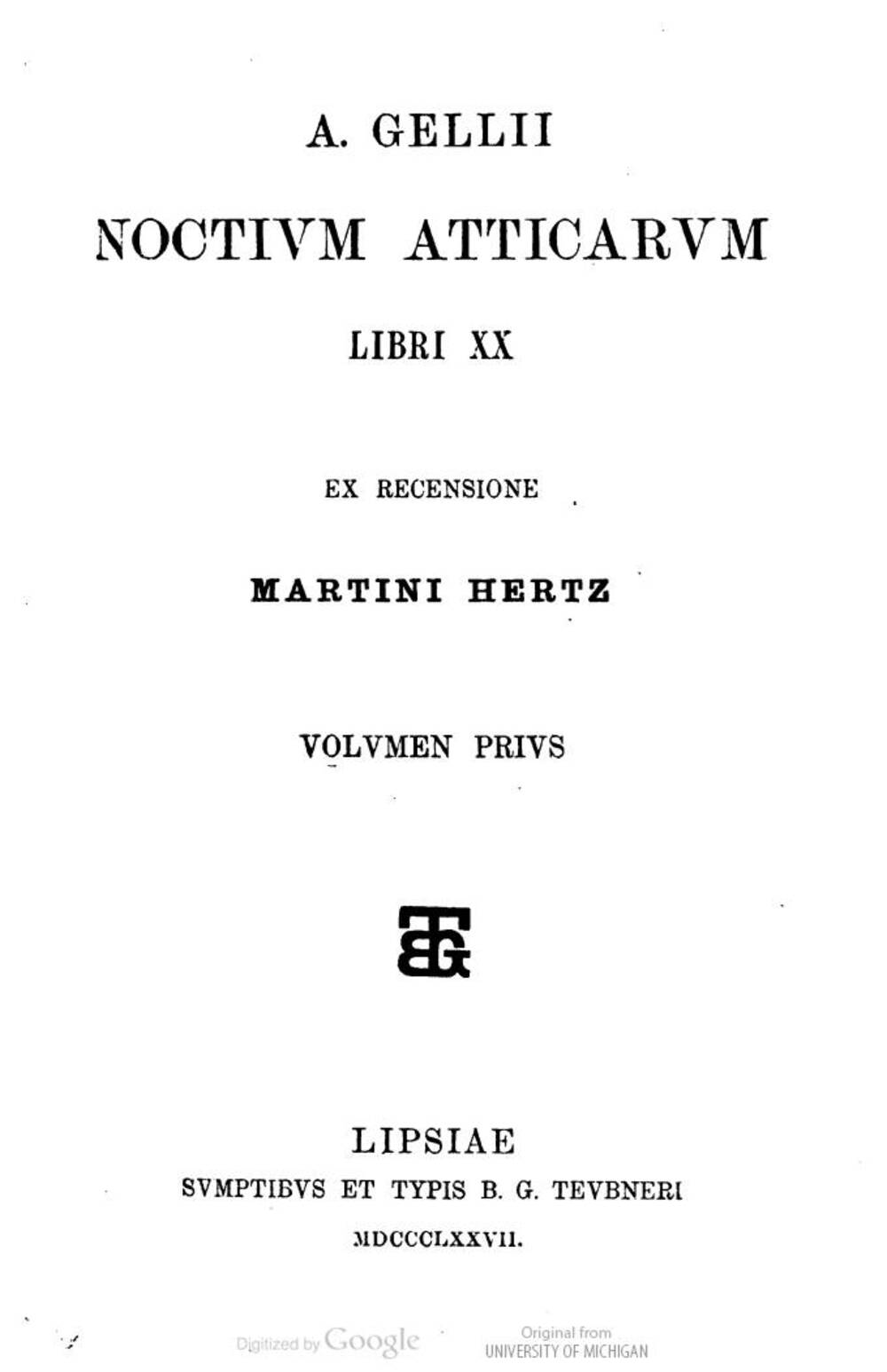 Cover für Noctium atticarum libri XX