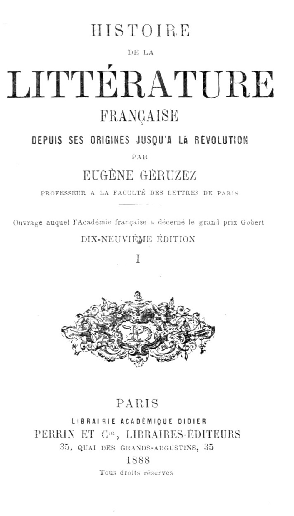 Cover für Histoire de la littérature française