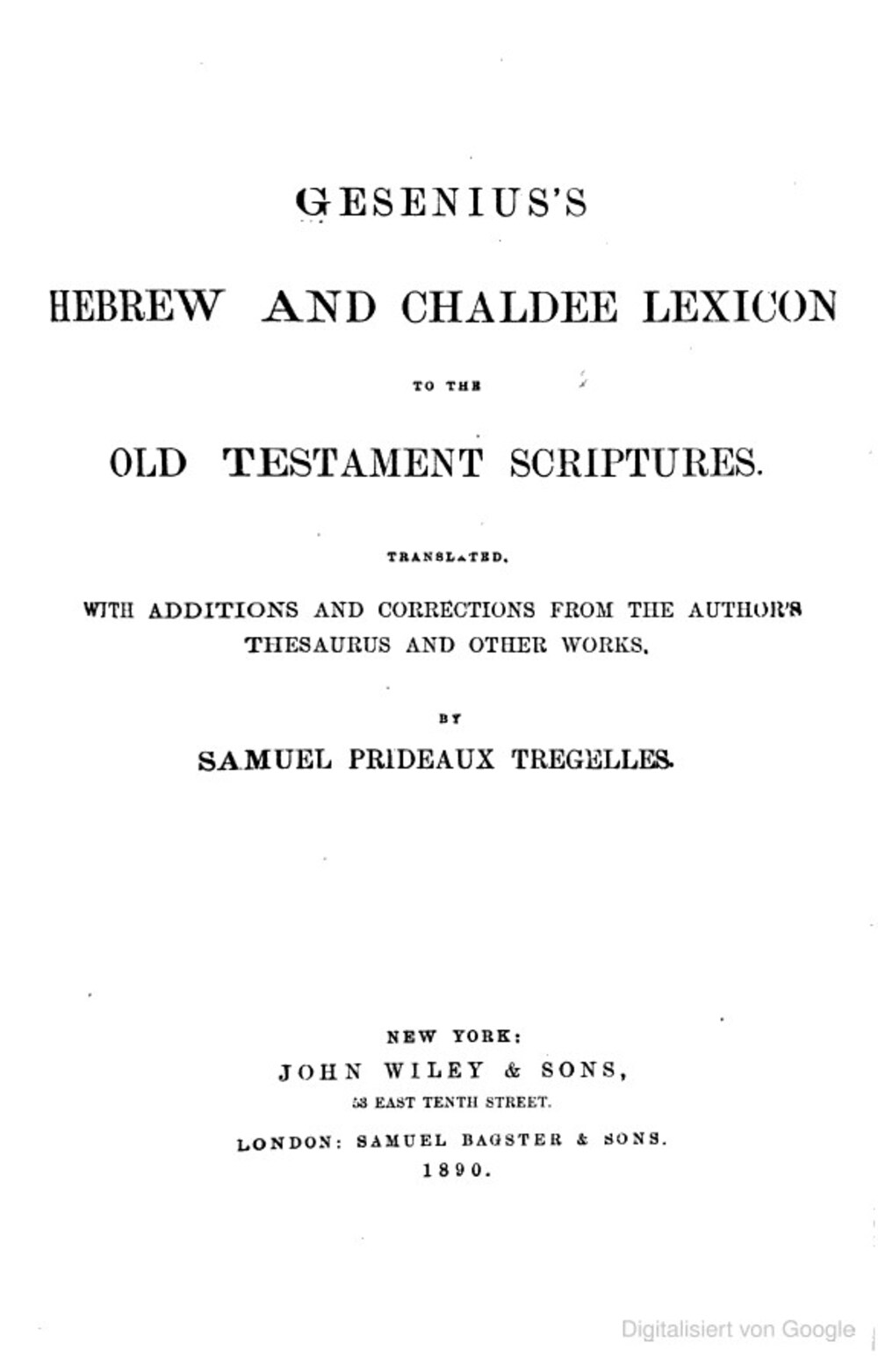 Cover für Genesius's Hebrew and Chaldee lexicon to the Old Testament Scriptures