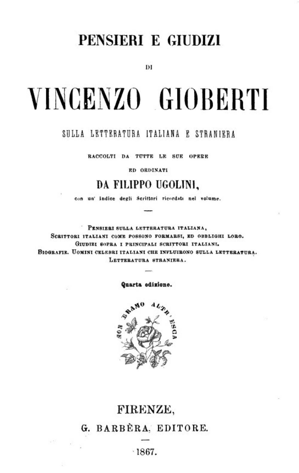 Cover für Pensieri e giudizi