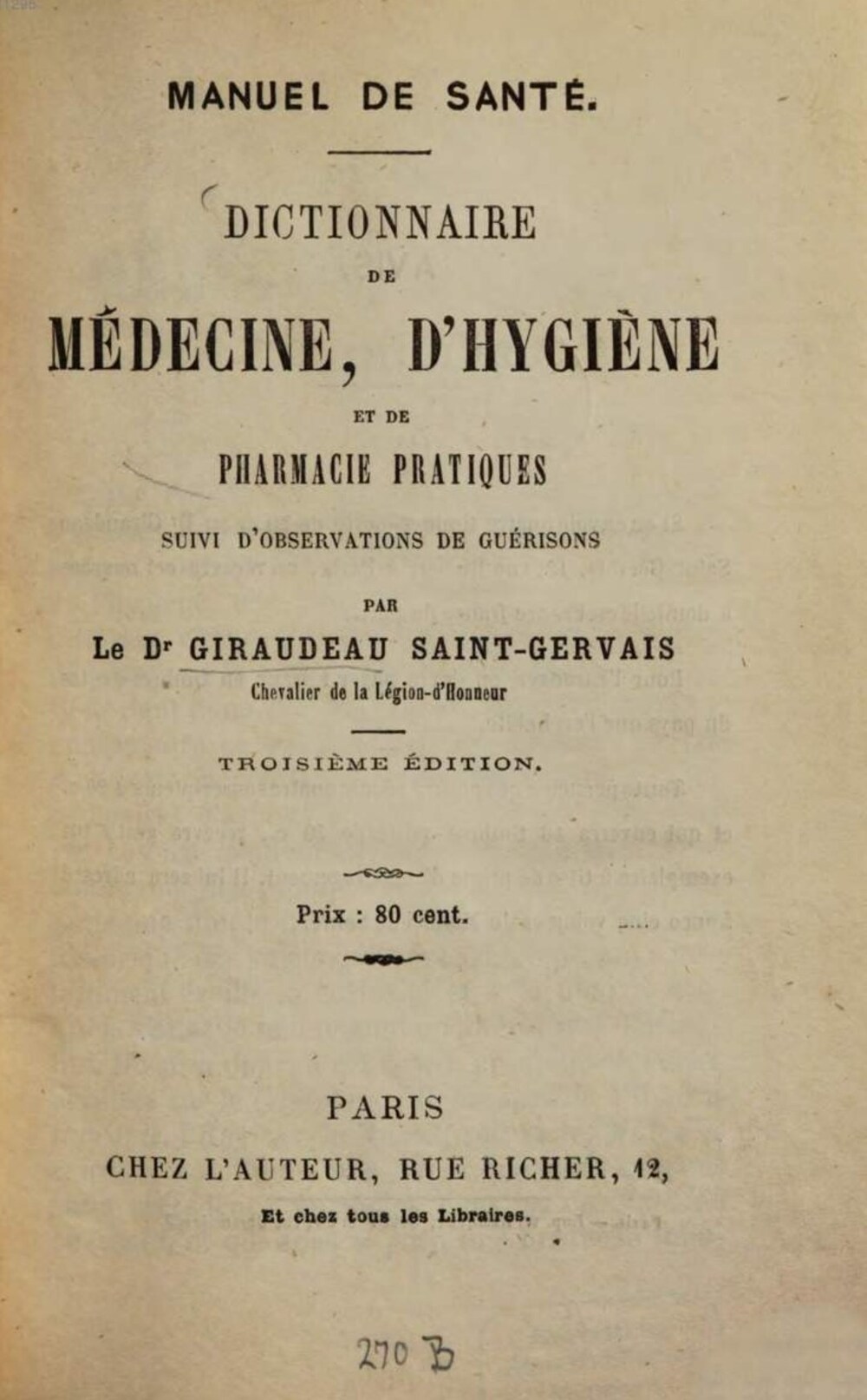 Cover für Manuel de santé