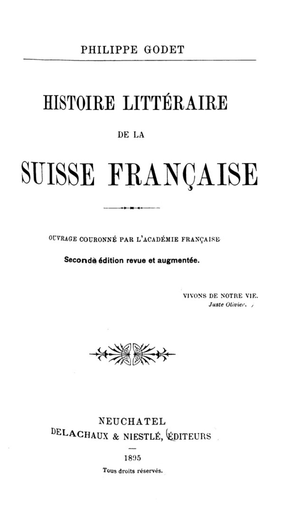Cover für Histoire littéraire de la Suisse française
