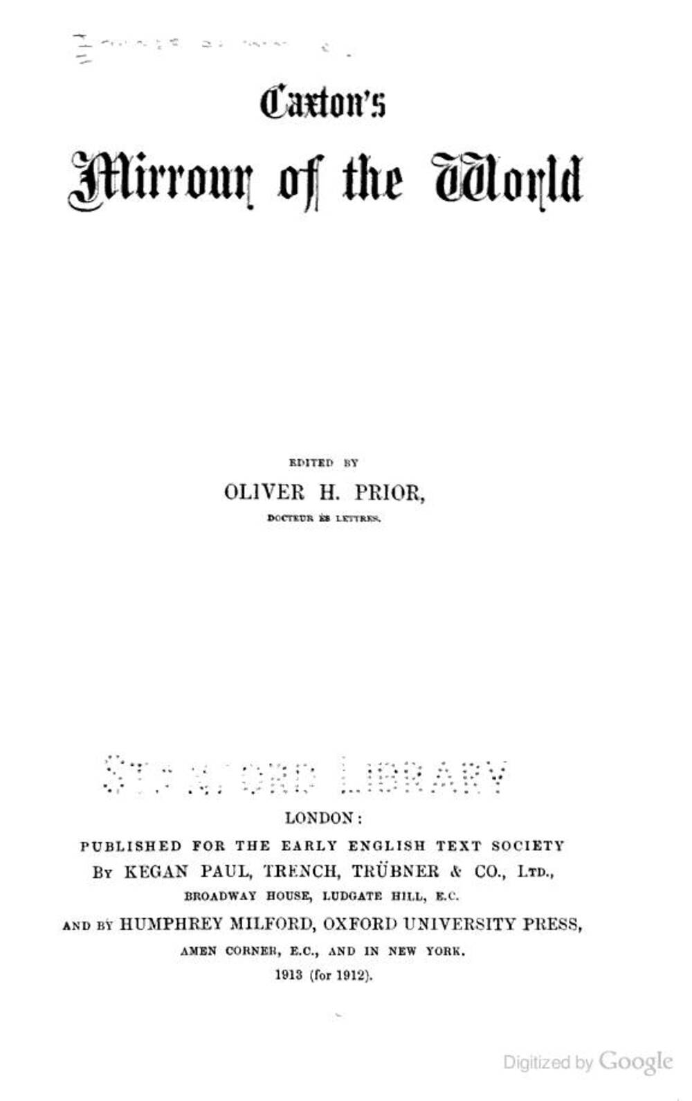 Cover für Caxton's mirrour of the world