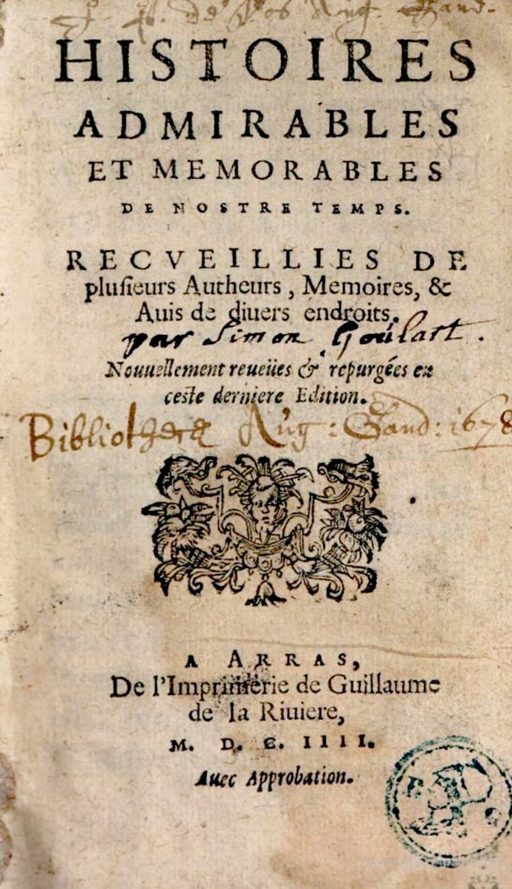 Cover für Histoires admirables et mémorables de nostre temps