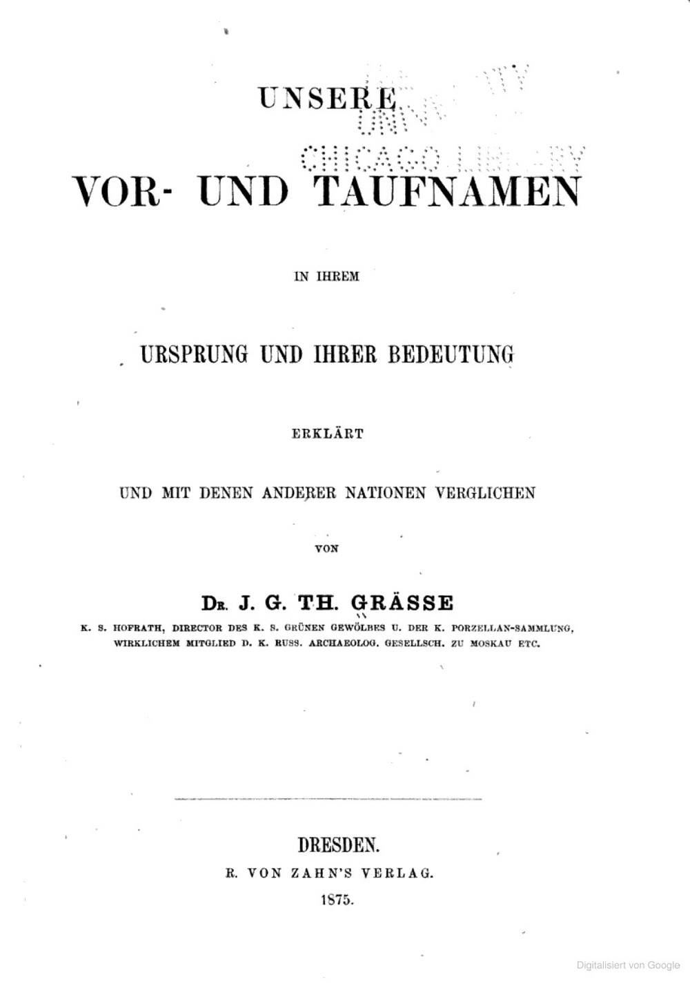 Cover für Unsere Vor- und Taufnamen